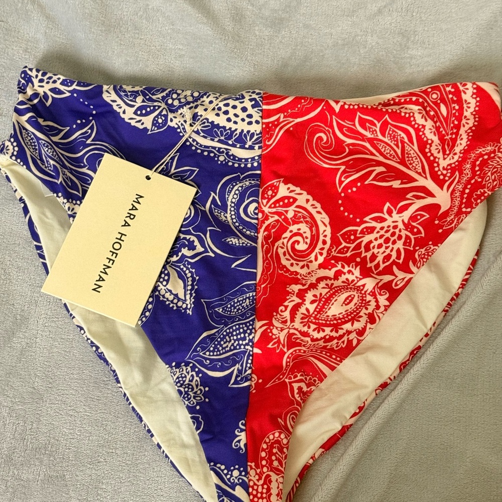 Mara Hoffman Red and Blue Paisley Bottoms